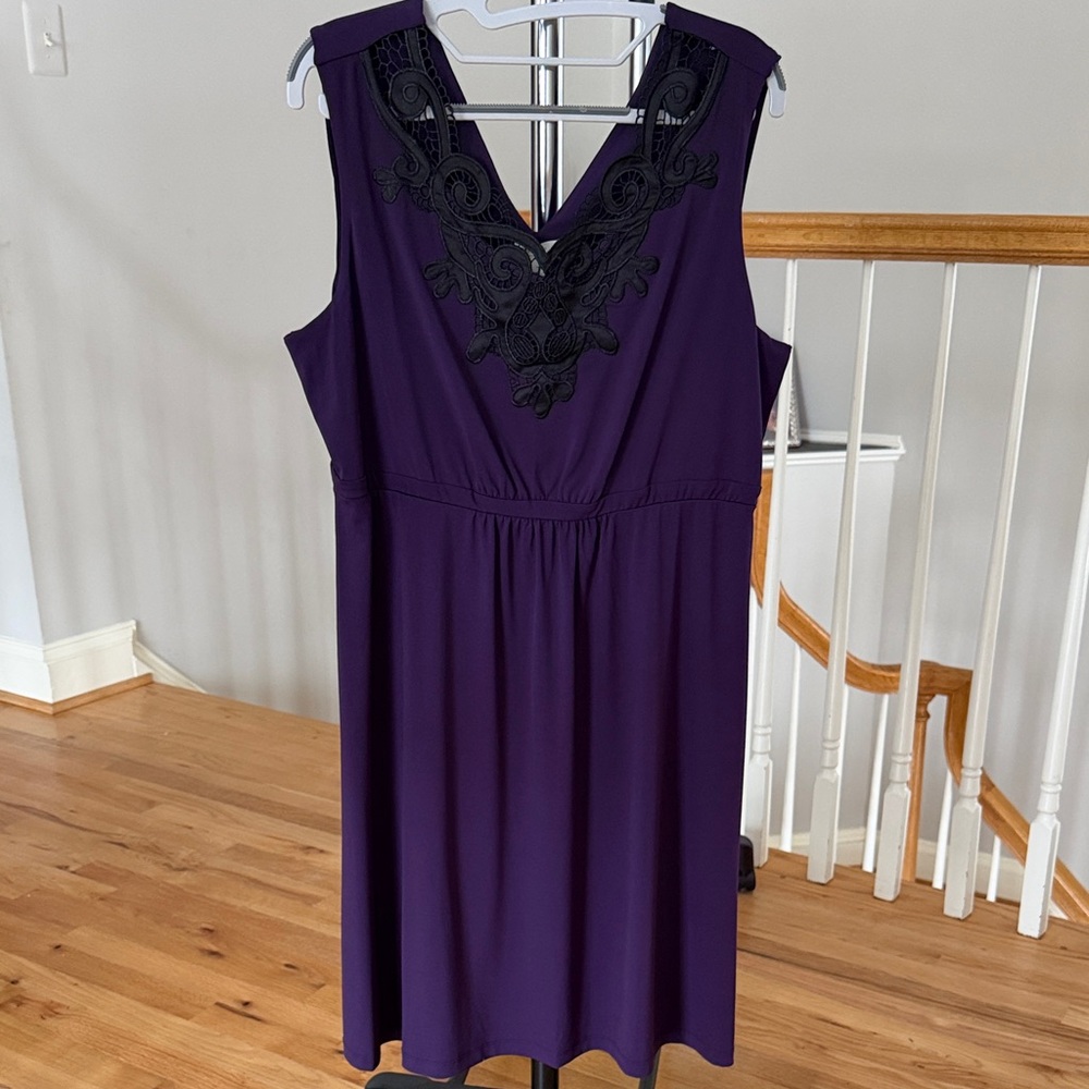 NWT Soma Purple Dress with Black Lace Accents